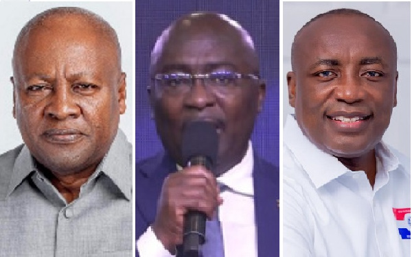 L-R: John Mahama, Mahamudu Bawumia and Kwabena Agyei Agyepong