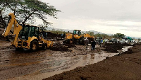 A section of the flooded Narok/Maai Mahiu road at Suswa area in Kenya on March 25,2023
