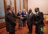 President Akufo-Addo (second right) greets UN officials in New York