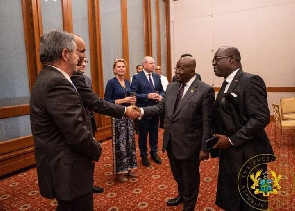 President Akufo-Addo (second right) greets UN officials in New York
