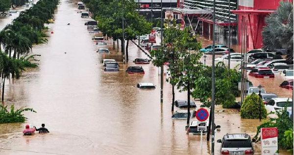 A file photo of a flooded community