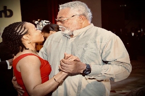 Zanetor Agyeman-Rawlings dancing with her father