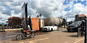 Cement mixer truck crashes driver to death on Entebbe road