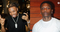 A picture collage of Mayorkun (L) and Wizkid (R)