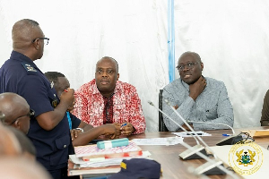 Dr Ato Forson speaking to authorities after the ban