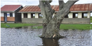 A flooded  compound at  Kamuwunga Primary School, Kalungu District