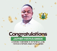 Newly elected Assemblyman for Wuxor, Have, Sremanu Elelctoral Area, Japhet Festus Gbede