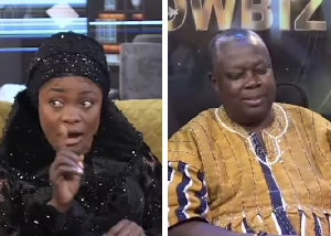 Diana Asamoah (L) clashed with Rev Nana Meshack (R) during a discussion on polygamy