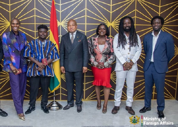 The five Ghanaian personalities who received diplomatic passports with Ablakwa (3rd from left)
