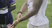Black Stars winger Antoine Semenyo displaying his tattoos