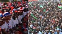 Supporters of the NPP (L) and the NDC (R) pictured during party rallies