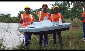 Members of the club with the Autonomous Search and Rescue Water Craft