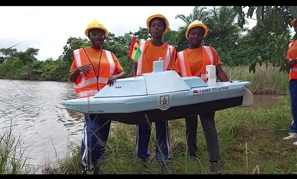Members of the club with the Autonomous Search and Rescue Water Craft