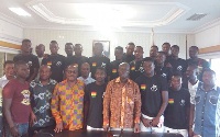 Sports Minister Nii Lante Vanderpuye with the Beach soccer team and officials