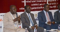 Dr. Tony Aubynn (left), CEO of Mineral Commission leading the group discurssion