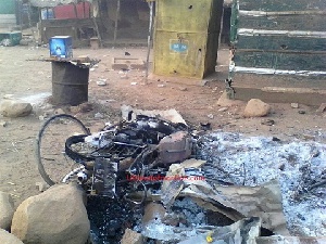 Wooden pavilions belonging to the NDC were set ablaze at the market