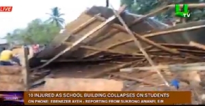 Scene of the collapsed school building in Adeiso
