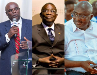 Anyidoho (L) says Dr Bawumia's (R) political journey is similar to Prof Mills' (M) journey