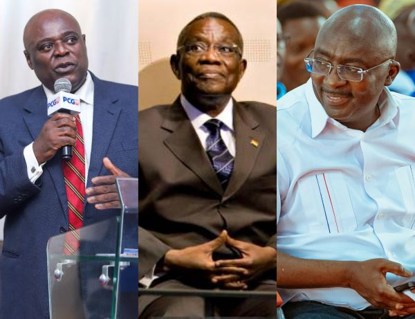 Anyidoho (L) says Dr Bawumia's (R) political journey is similar to Prof Mills' (M) journey