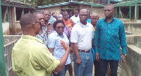 Prof Akuoko showing executive members of the NSS round the site