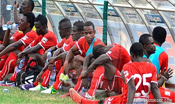 Some team members of Asante Kotoko after their loss to Hearts of Oak