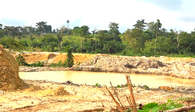 File photo of galamsey pit filled with water