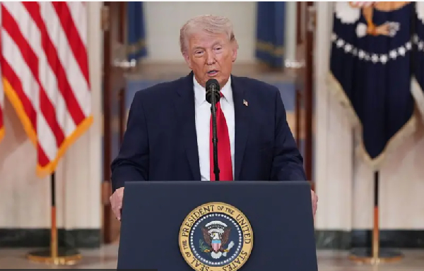 Donald Trump on Wednesday tok say di military don nearly accomplish dia goals for Iran