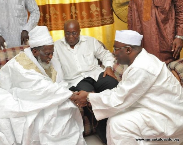 Chief Imam Sheikh Osman Nuhu Sharubutu with Nana Akufo-Addo and Dr. Bawumia