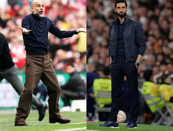 Pep Guardiola and Alvaro Arbeloa dressed in a fashionable manner