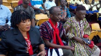 Anita Desoso (left) and Johnson Asiedu Nketia (middle) clad in red armbands