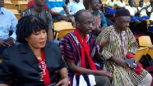 Anita Desoso (left) and Johnson Asiedu Nketia (middle) clad in red armbands