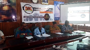 Togbe Xadzi II (middle) addressing the media