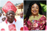 Bishop J Y Adu (L) has detailed how Maame Tiwaa (R) suffered from a 2020 accident