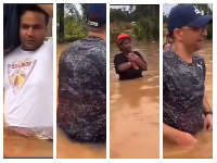Snipped of residents struggling through knee-deep water