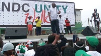 Former President John Dramani Mahama addressing party's supporters at Somanya