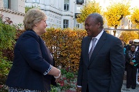 Prime Minister Erna Solberg of Norway interacting with Mahama