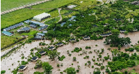A flooded JW Marriott Masai Mara Lodge in Kenya submerged in water on May 1, 2024