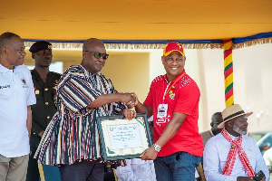 The grant  was presented to Ing. Otoo by President John Mahama during the May Day celebrations
