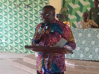 Kwame Owusu Danso speaking at the Akim Asafo SRC Week Celebration