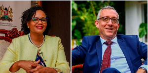 Kenya’s Diaspora Principal Secretary Roseline Njogu and German Ambassador to Kenya Sebastian Groth