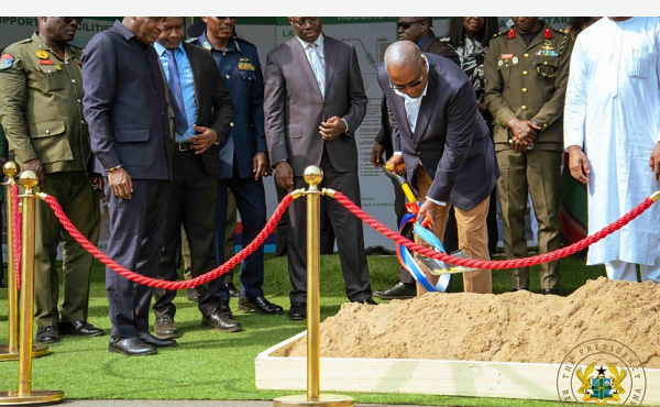 President cuts sod for construction of 2,000 housing units for military