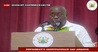 President Akufo-Addo speaking to BECE graduates at the Independence Day Awards