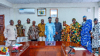 Haruna Iddrisu together with the delegation from the Volta Regional House of Chiefs