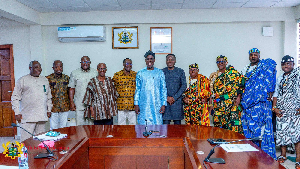 Haruna Iddrisu together with the delegation from the Volta Regional House of Chiefs