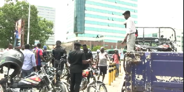Picture of motorbikes been impunded by the Police