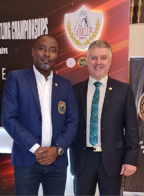 Assen Hadjitodorov, President of World Armwrestling Federation with Charles Osei Assibey