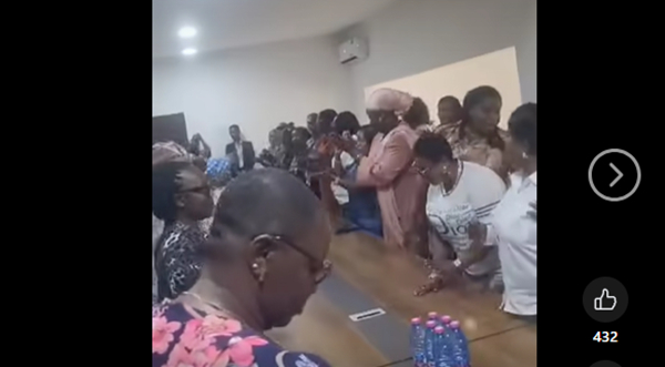 The organisers singing Dr Bawumia's praise at his campaign office in  Accra during their visit