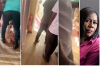 Rabbiatu Kuyateh being dragged on the floor by Ghana Immigration officials