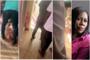 Rabbiatu Kuyateh being dragged on the floor by Ghana Immigration officials
