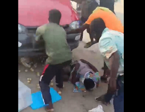 The woman was trapped under the vehicle after the car knocked her